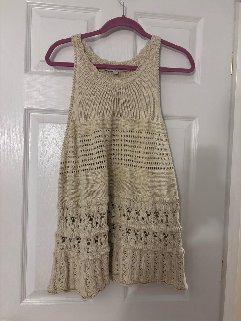 LOFT Cream Crochet Tank XXL